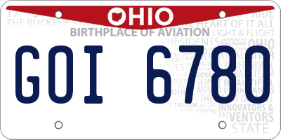 OH license plate GOI6780