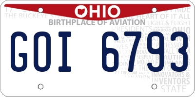OH license plate GOI6793