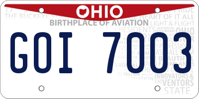 OH license plate GOI7003