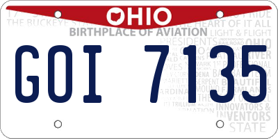 OH license plate GOI7135