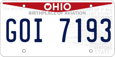 OH license plate GOI7193