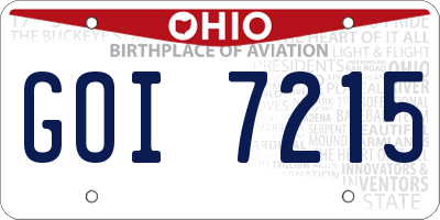 OH license plate GOI7215