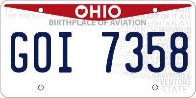 OH license plate GOI7358