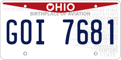 OH license plate GOI7681