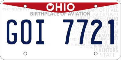 OH license plate GOI7721