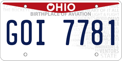 OH license plate GOI7781