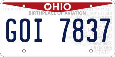 OH license plate GOI7837