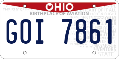 OH license plate GOI7861