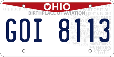 OH license plate GOI8113