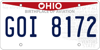 OH license plate GOI8172