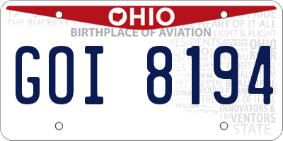 OH license plate GOI8194