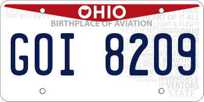 OH license plate GOI8209