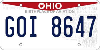 OH license plate GOI8647