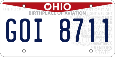 OH license plate GOI8711