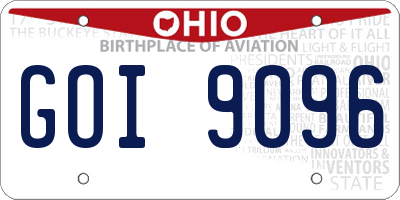 OH license plate GOI9096
