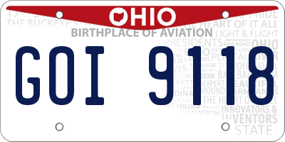 OH license plate GOI9118