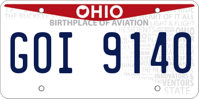 OH license plate GOI9140