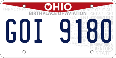 OH license plate GOI9180