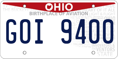 OH license plate GOI9400
