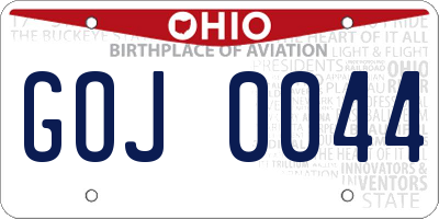 OH license plate GOJ0044