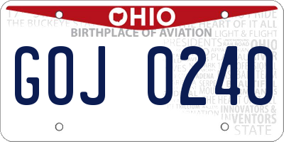 OH license plate GOJ0240