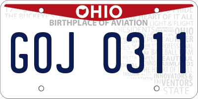 OH license plate GOJ0311