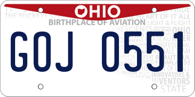 OH license plate GOJ0551