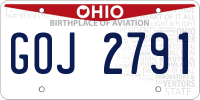 OH license plate GOJ2791