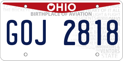 OH license plate GOJ2818