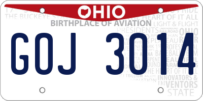 OH license plate GOJ3014