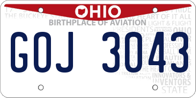 OH license plate GOJ3043