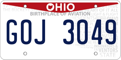 OH license plate GOJ3049