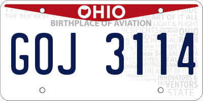 OH license plate GOJ3114