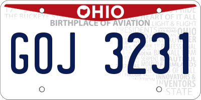 OH license plate GOJ3231