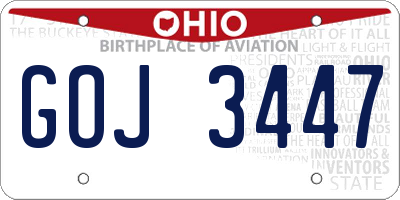 OH license plate GOJ3447