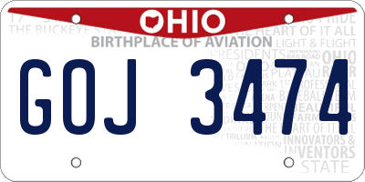 OH license plate GOJ3474
