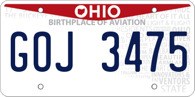 OH license plate GOJ3475