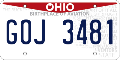 OH license plate GOJ3481