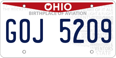 OH license plate GOJ5209