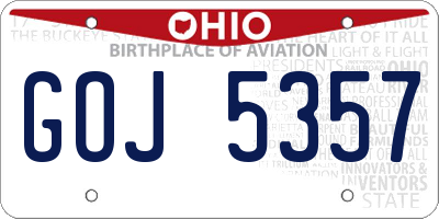 OH license plate GOJ5357