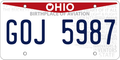 OH license plate GOJ5987