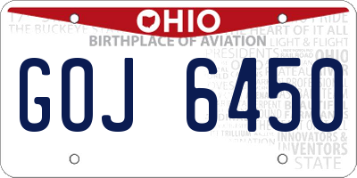 OH license plate GOJ6450