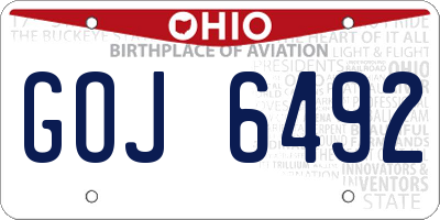 OH license plate GOJ6492