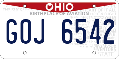 OH license plate GOJ6542