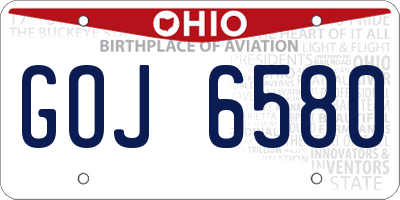 OH license plate GOJ6580