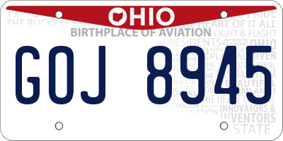 OH license plate GOJ8945