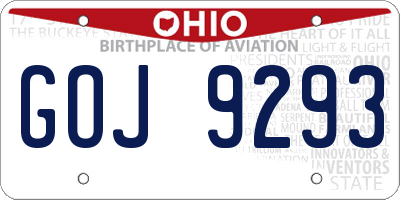 OH license plate GOJ9293