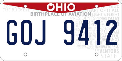 OH license plate GOJ9412