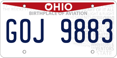 OH license plate GOJ9883