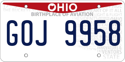 OH license plate GOJ9958
